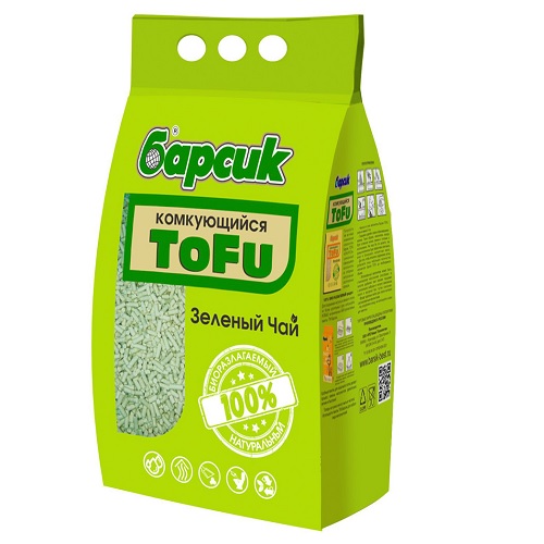 Барсик Наполнитель для туалета кошек ToFu Зеленый чай, комкующийся, 4.54 л